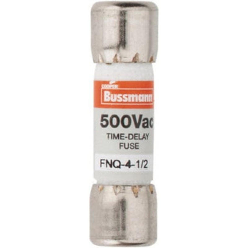 Bussmann 500 VAC, 4.5 Amp, Time Delay General Purpose Fuse Fuse Holder Mount, 1-1/2 OAL, 10 at AC kA Rating, 13/32 Diam FNQ-4-1/2 - 75915462