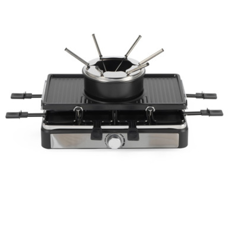 Electric 2-in-1 Raclette Grill & Fondue Set