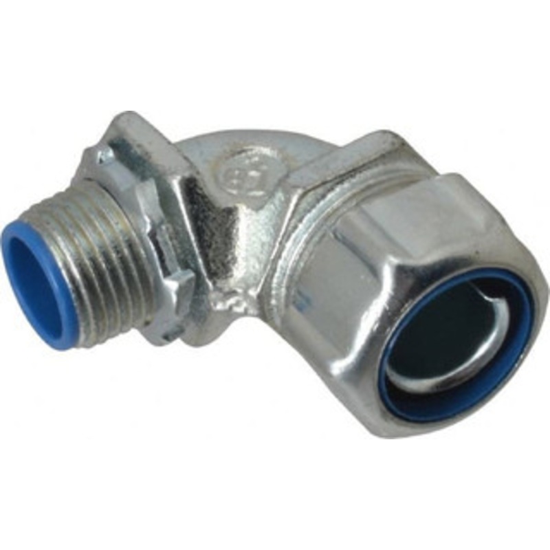 Thomas & Betts 1/2 Trade Liquidtight Conduit Connector Malleable Iron, Insulated, Angled Connector, Threaded Connection 5352 - 54058656