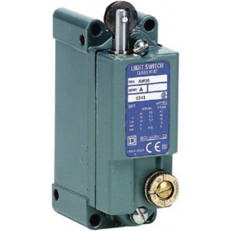 Square D SPDT, NC/NO, 600 VAC, Screw Terminal, Roller Plunger Actuator, General Purpose Limit Switch 1, 2, 4, 12, 13 NEMA Rating, IP65 IPR Rating, Surface Mount 9007AW36 - 69658821