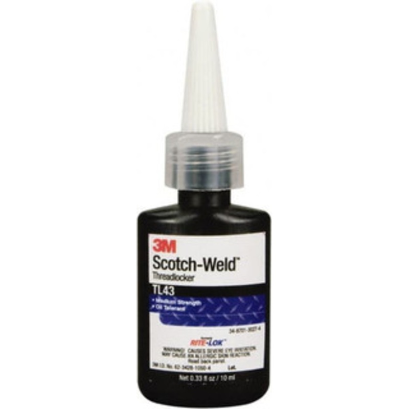 3M 10 mL, Purple, Medium Strength Liquid Threadlocker Series TL43, 24 Hour Full Cure Time, Hand Tool Removal 7100039219 - 78270576