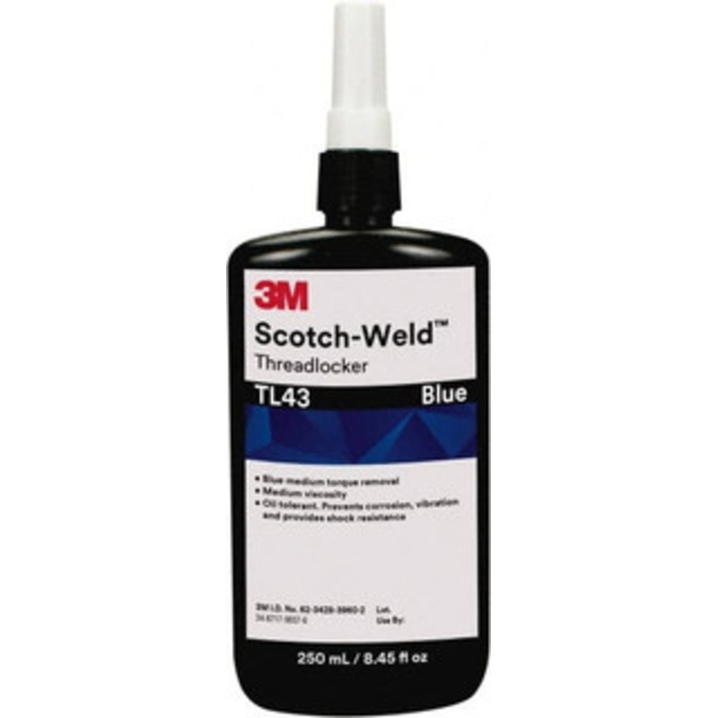 3M 250 mL, Blue, Medium Strength Liquid Threadlocker 24 hr Full Cure Time 7100039221 - 57520827