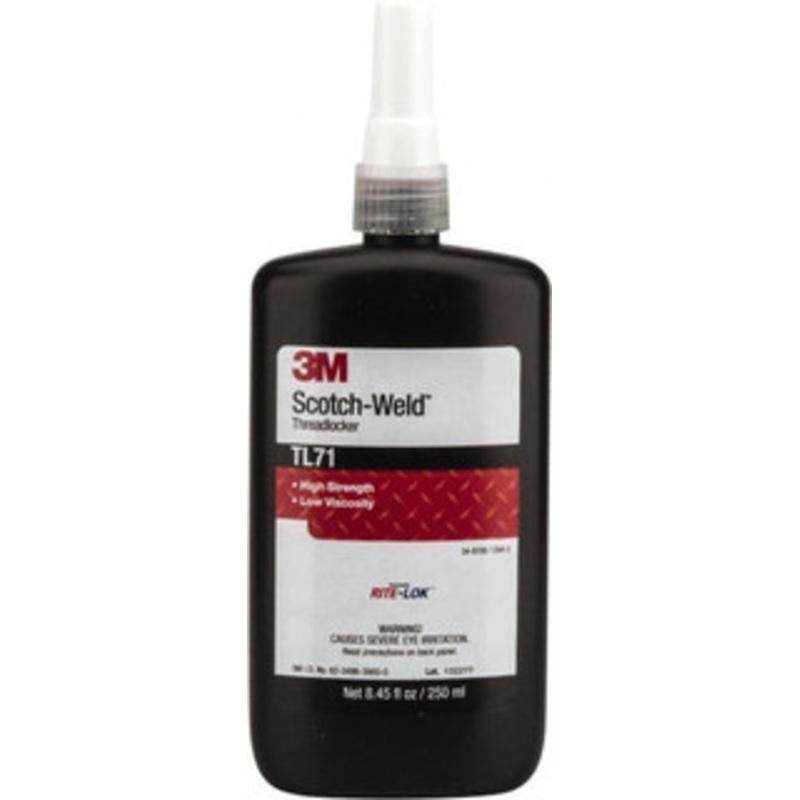 3M 250 mL, Red, High Strength Liquid Threadlocker Series TL71, 24 hr Full Cure Time, Hand Tool, Heat Removal 7100039230 - 32917635