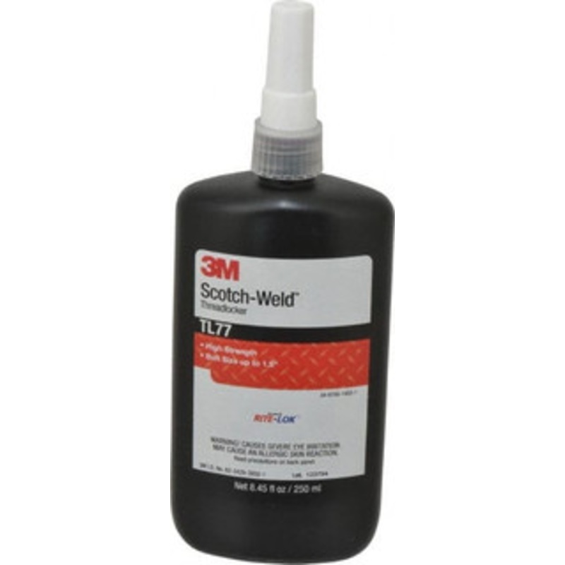 3M 250 mL, Red, High Strength Liquid Threadlocker Series TL77, 24 hr Full Cure Time, Hand Tool, Heat Removal 00051115251443 - 32917692
