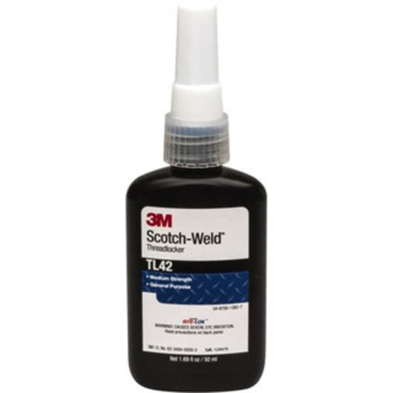 3M 50 mL Bottle, Blue, Medium Strength Liquid Threadlocker Series TL42, 24 hr Full Cure Time, Hand Tool Removal 7100039193 - 32917585