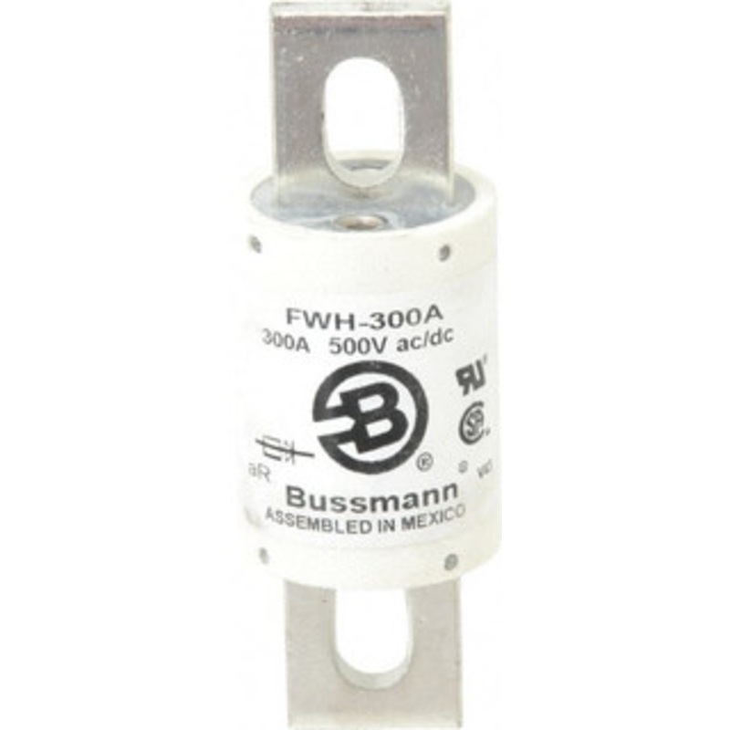 Bussmann 500 VAC/VDC, 300 Amp, Fast-Acting Semiconductor/High Speed Fuse Bolt-on Mount, 4-11/32 OAL, 200 (RMS Symmetrical), 50 at DC kA Rating, 1-1/2 Diam FWH-300A - 75382788