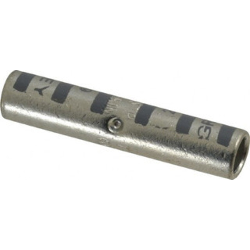Thomas & Betts 4 AWG Compatible, Noninsulated, Crimp-On Butt Splice Terminal 2 Wire Entries, Copper Contacts, Tin Contact Plating, 1-3/4 OAL, Gray 54806 - 54059423