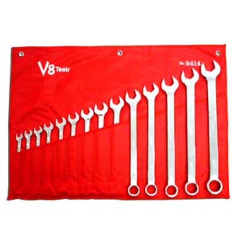 V8 Tools 14 Piece SAE Long Pattern Combo Wrench Set - VT9414
