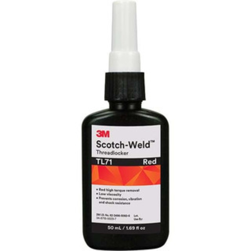 3M 50 mL Bottle, Red, High Strength Liquid Threadlocker Series TL71, 24 hr Full Cure Time, Hand Tool, Heat Removal 7100039231 - 32917627