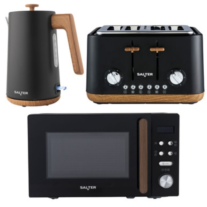Toronto Kettle, Toaster & Digital Microwave Set - Black