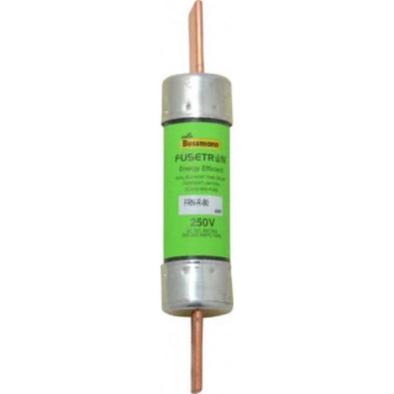 Bussmann 250 VAC, 80 Amp, Time Delay General Purpose Fuse Bolt-on Mount, 5-7/8 OAL, 20 at DC, 200 (RMS) kA Rating, 1-1/16 Diam FRN-R-80 - 75908426