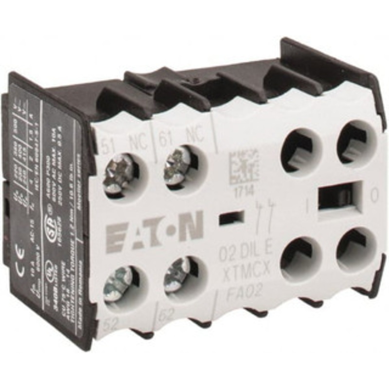 Eaton Cutler-Hammer 6 to 9 Amp, Contactor Front Mount Auxiliary Contact For Use with Miniature Contactor and XTRM Miniature Control Relay XTMCXFA02 - 08805202