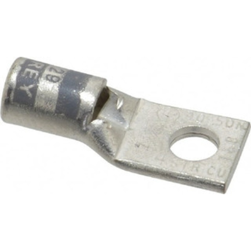 Thomas & Betts 4 AWG Noninsulated Compression Connection Square Ring Terminal 1/4 Stud, 1.38 OAL x 0.55 Wide, Tin Plated Copper Contact 54106 - 54056593