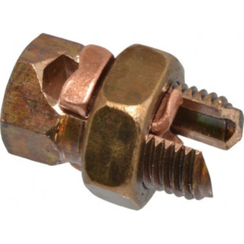Thomas & Betts 8 to 4 AWG, Copper Wire Compatible, Copper Alloy, Hex Split Bolt Connector 1-1/16 OAL, 17/32 Head Width, 23/32 Base Width 4H - 54057534