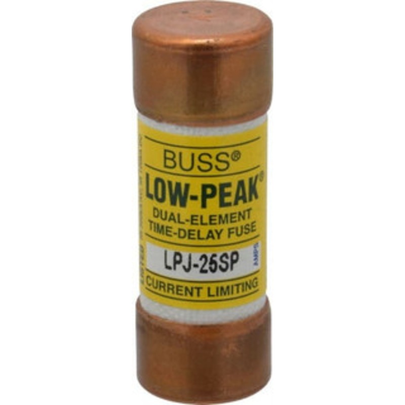 Bussmann 300 VDC, 600 VAC, 25 Amp, Time Delay General Purpose Fuse Fuse Holder Mount, 2-1/4 OAL, 100 at DC, 300 at AC (RMS) kA Rating, 13/16 Diam LPJ-25SP - 75390583