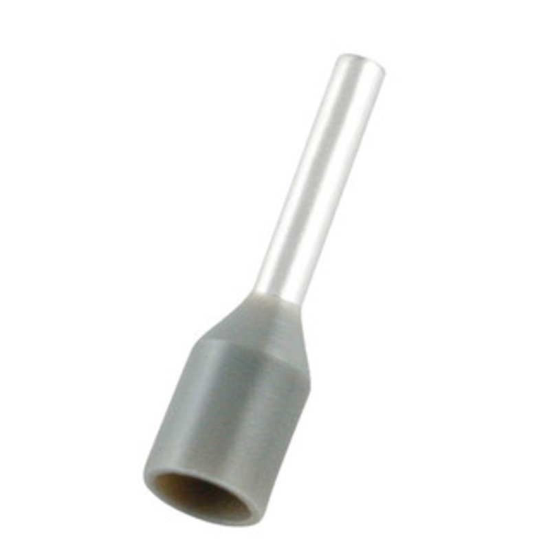 Value Collection Electrical Wire Ferrules, Insulation Type: Partially Insulated, Connection Type: Crimp, Compatible Wire Size (AWG): 18, Compatible Wire Size (sq mm): 0.75 (mm), Pin Length (Inch): 0.315, Pin Length (mm): 8 E7508-GREY - 14735633