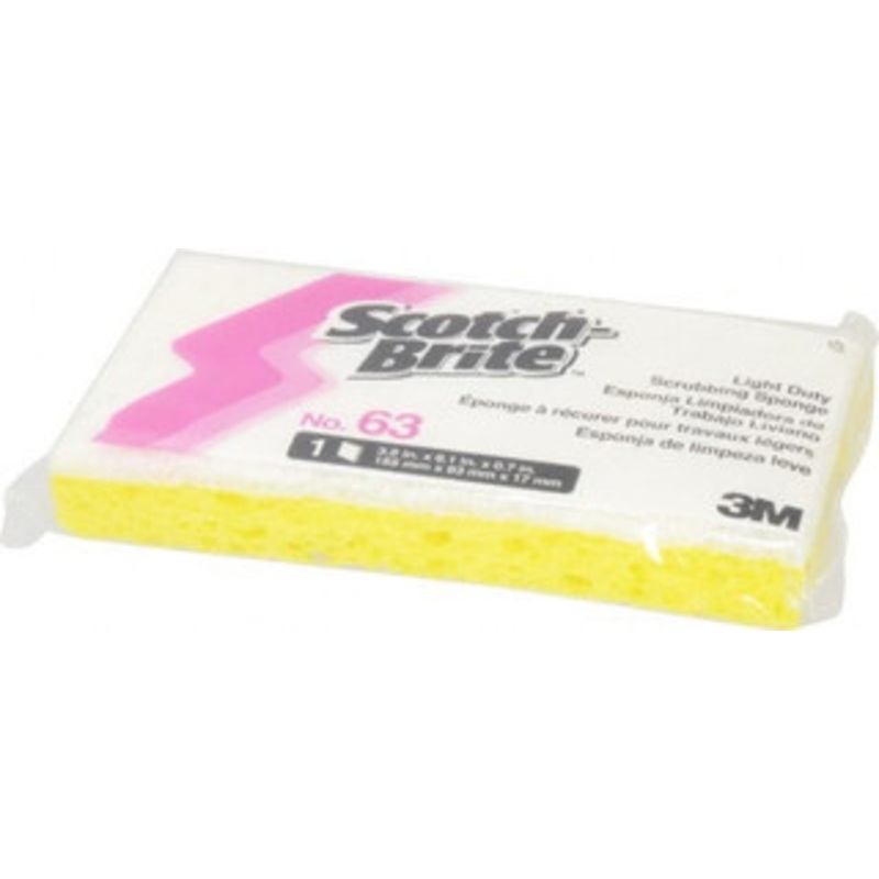 3M 6.1 Long x 3.6 Wide x 0.7 Thick Scouring Sponge Light-Duty, Yellow/White 7000028473 - 76634765