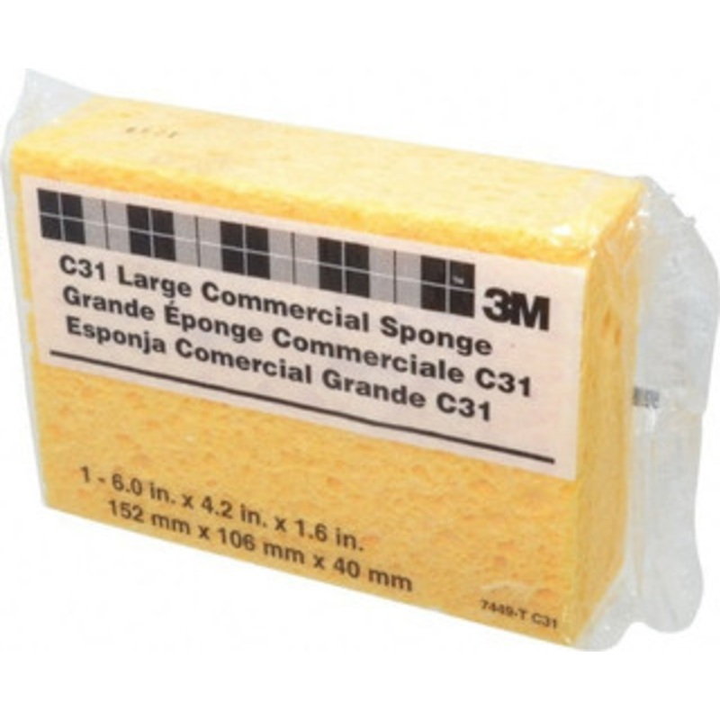 3M 6 Long x 4-1/4 Wide x 1-5/8 Thick Cleansing Pad Heavy-Duty, Yellow 7000042920 - 76634872