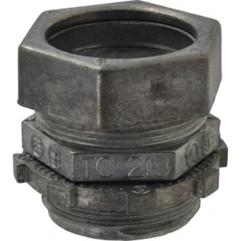 Thomas & Betts 1 Trade EMT Conduit Connector Die Cast Zinc, Noninsulated, Straight Connector, Compression Connection TC213SC - 00124321