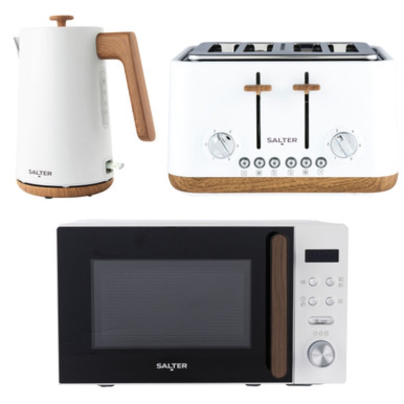 Toronto Kettle, Toaster, Microwave Set - White