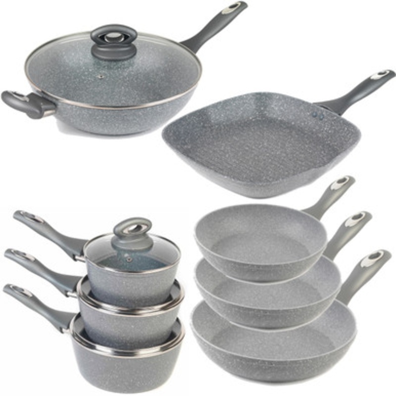 Marblestone 8 Piece Pan Set  Aluminium