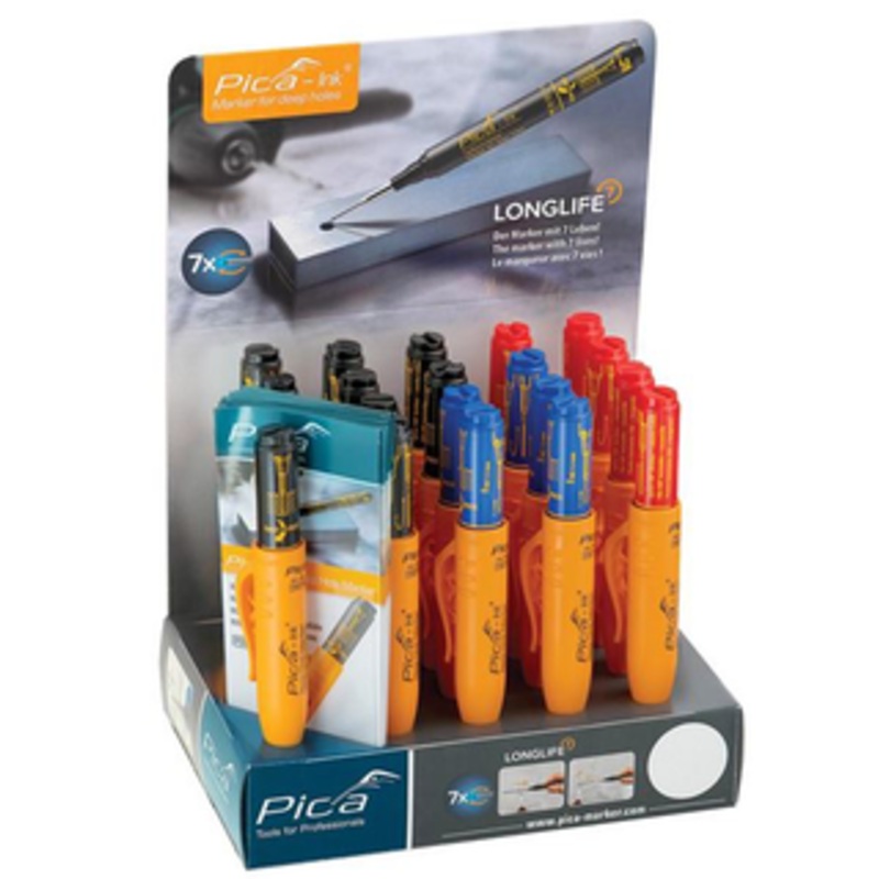 Pica Longlife Pica-Ink Markers For Deep Holes, Red, Blue & Black Package - 150/20