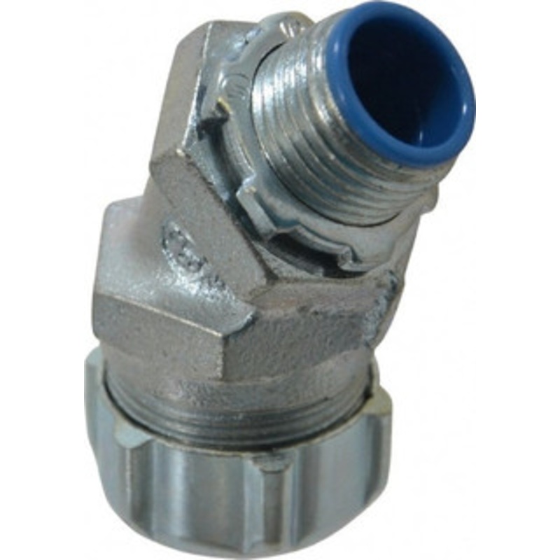 Thomas & Betts 1/2 Trade Liquidtight Conduit Connector Malleable Iron, Insulated, Angled Connector, Threaded Connection 5342 - 54058599