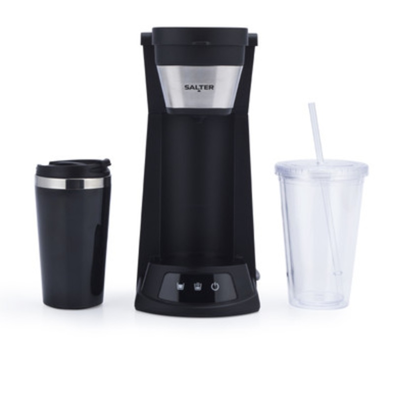 2-in-1 Iced Coffee Maker with Travel Mug & Plastic Cup
