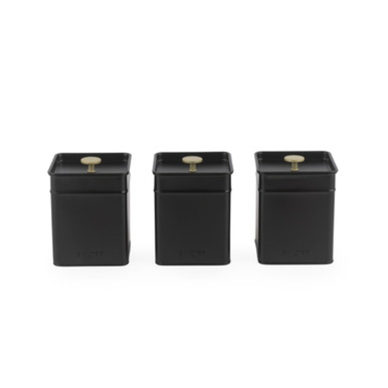 Alchemy 3-Piece Canister Set  Black/Gold