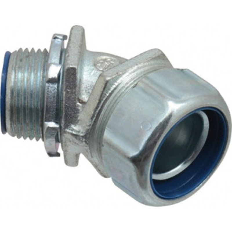 Thomas & Betts 1 Trade Liquidtight Conduit Connector Malleable Iron, Insulated, Angled Connector, Threaded Connection 5344 - 54058615