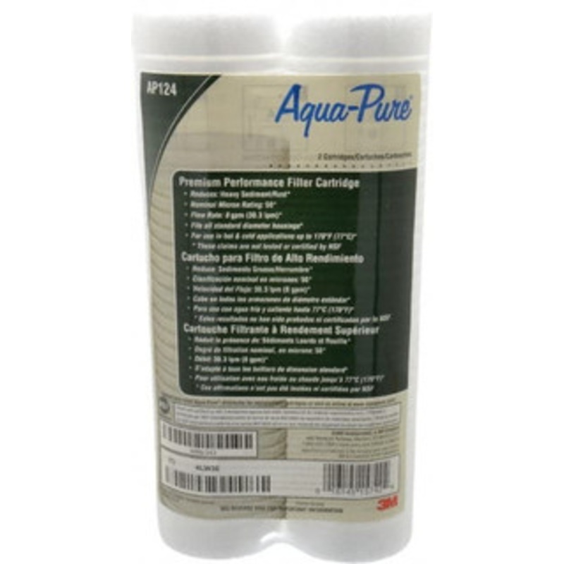 3M Aqua-Pure 2-1/2 OD, 50, Cellulose Fiber Graded-Density Cartridge Filter 9-3/4 Long, Reduces Dirt & Rust 7000051058 - 07426380