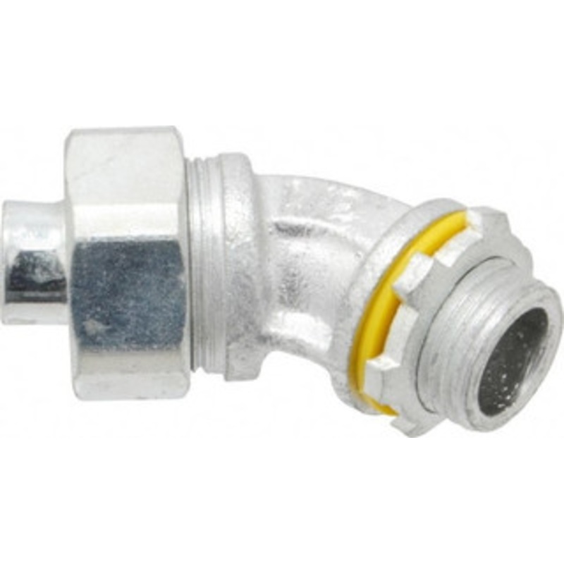 Crouse-Hinds 1/2 Trade Liquidtight Conduit Connector Malleable Iron, Noninsulated, Angled Connector, Threaded Connection LT5045 - 04913760