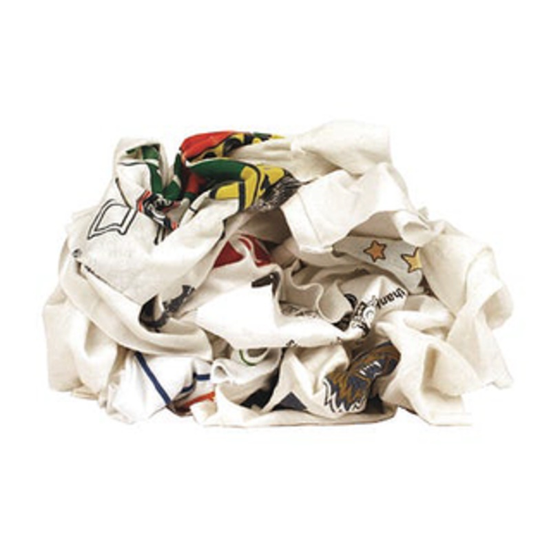 Precise Reclaimed White T-Shirt w/Print Rags, 25 lbs. - R-W6000-CTN