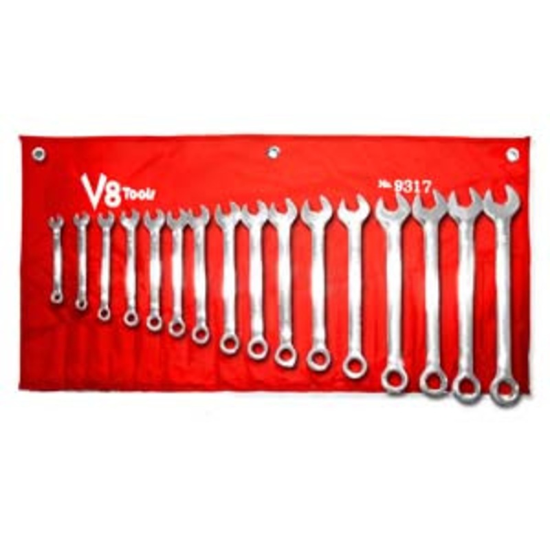 V8 Tools 17 Piece Metric Standard Length Combo Wrench Set - VT9317