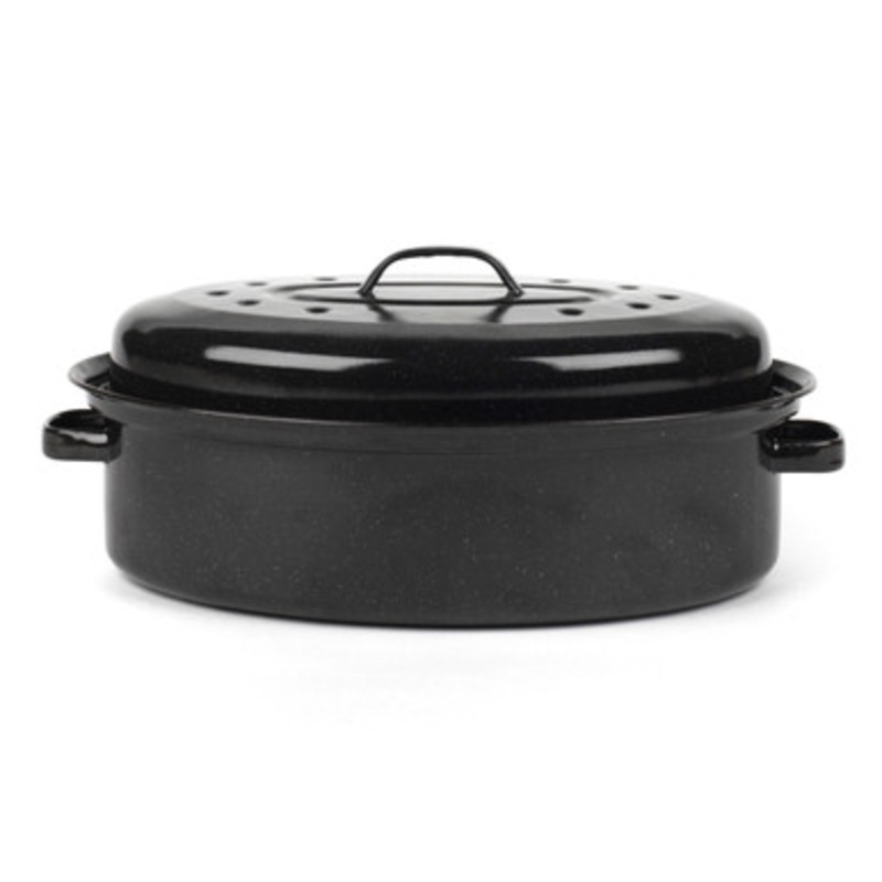 Vitreous Enamel 38cm Self-Basting Roaster