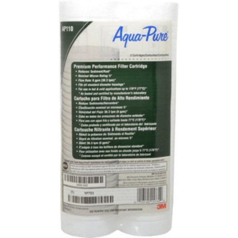 3M Aqua-Pure 2-1/2 OD, 5, Cellulose Fiber Graded-Density Cartridge Filter 9-3/4 Long, Reduces Dirt & Rust 7000029441 - 07426356