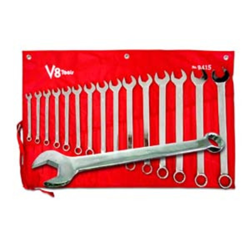 V8 Tools 15 Piece SAE Long-Pattern Combo Wrench Set - VT9415