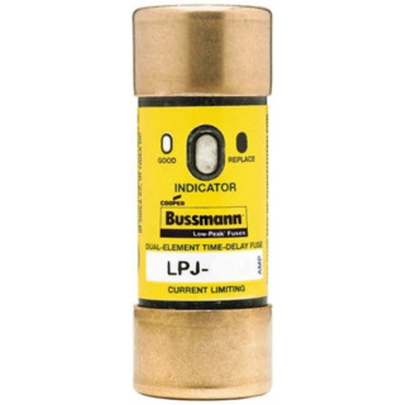 Bussmann 300 VDC, 600 VAC, 17.5 Amp, Time Delay General Purpose Fuse Fuse Holder Mount, 2-1/4 OAL, 100 at DC, 300 at AC (RMS) kA Rating, 13/16 Diam LPJ-17-1/2SPI - 92129253
