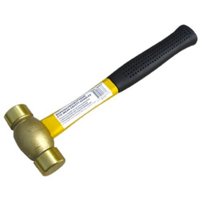 Precise 1-1/2 LB Fiberglass Handle Brass Hammer - 7080-0037