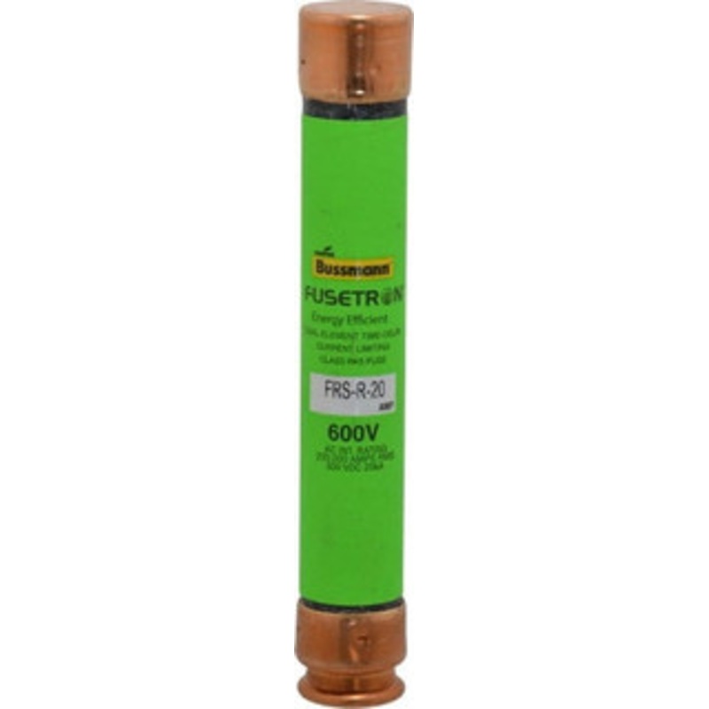 Bussmann 300 VDC, 600 VAC, 20 Amp, Time Delay General Purpose Fuse Fuse Holder Mount, 127mm OAL, 20 at DC, 200 (RMS) kA Rating, 13/16 Diam FRS-R-20 - 75908681