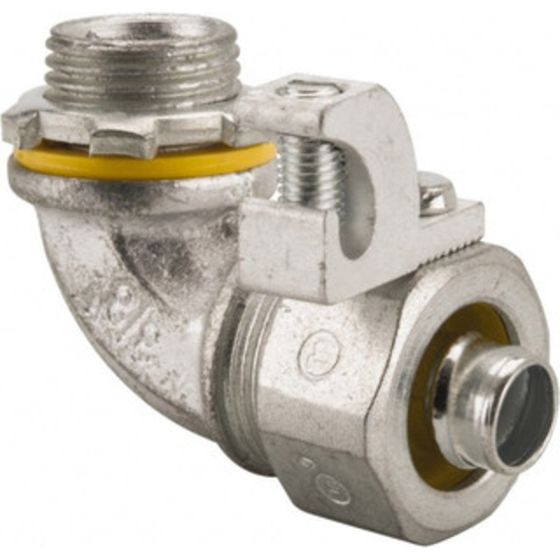 Crouse-Hinds 3/8 Trade Liquidtight Conduit Connector Malleable Iron, Noninsulated, Angled Connector, Threaded Connection LT3890G - 04913729