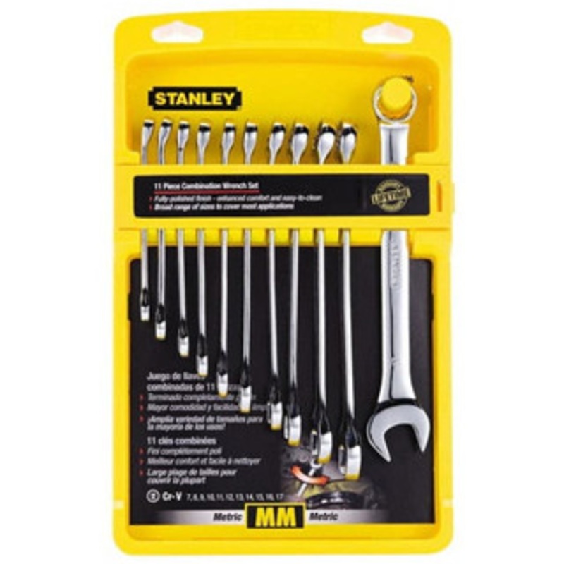 Stanley 11 pc. Combination Wrench Set 94-386W, 7mm to 17mm - 93-452-1