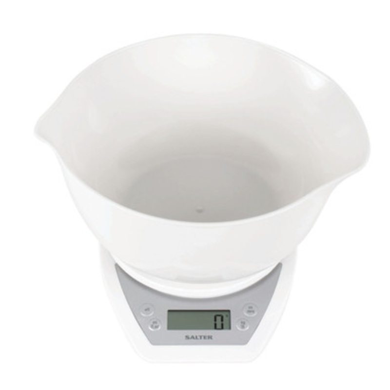 Digital Kitchen Scale & Dual Pour Bowl - White