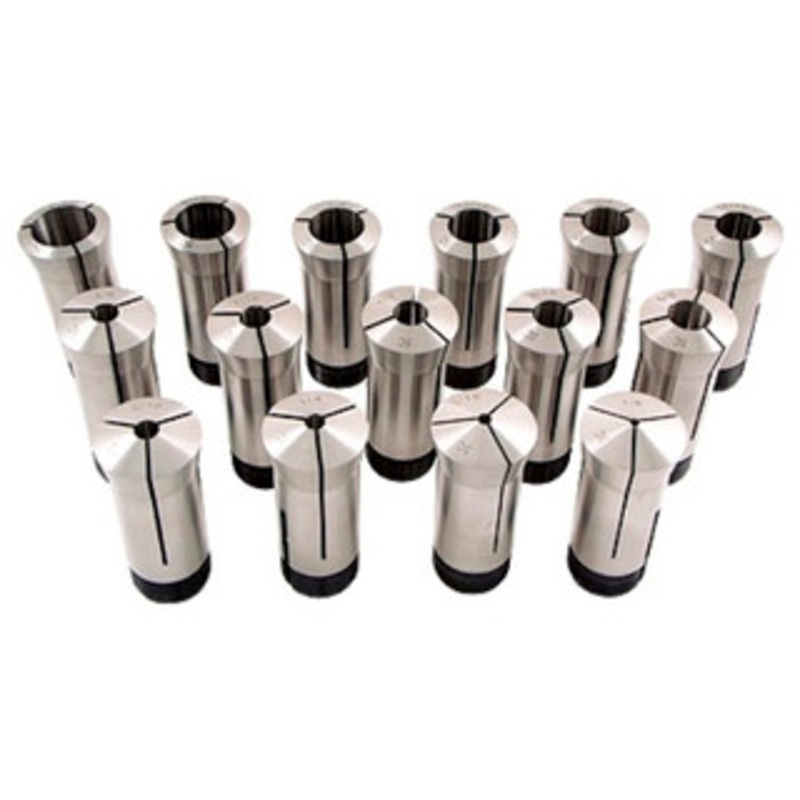 Precise Pro-Series 5C Round Collet Set, Inch, 15 Pieces, 1/8 to 1 by 16ths - 3900-1170