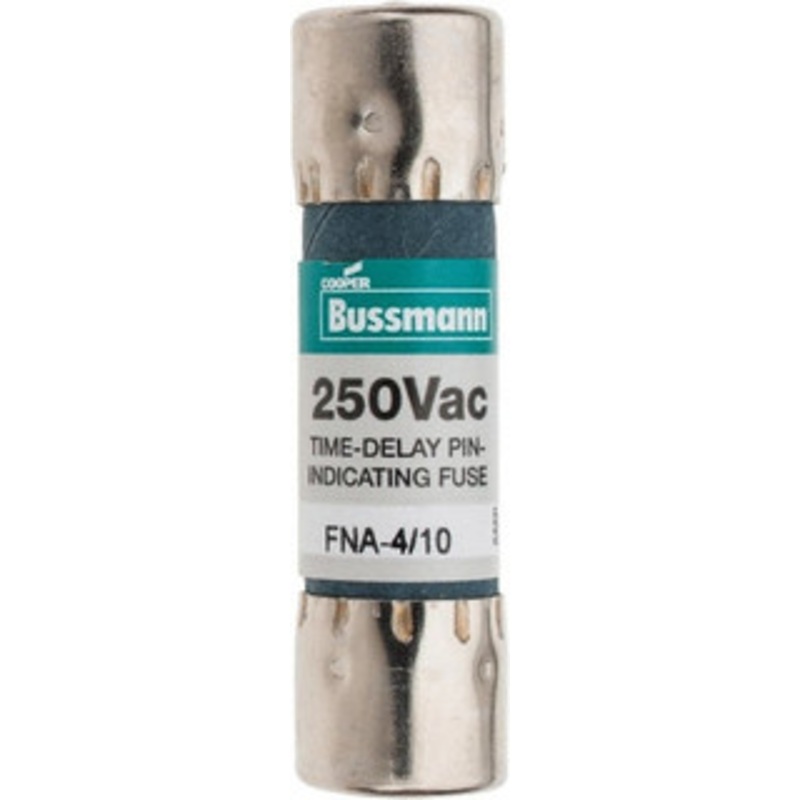 Bussmann 250 VAC, 0.4 Amp, Time Delay Pin Indicator Fuse Fuse Holder Mount, 1-1/2 OAL, 10 at 125 V kA Rating, 13/32 Diam FNA-4/10 - 81739740