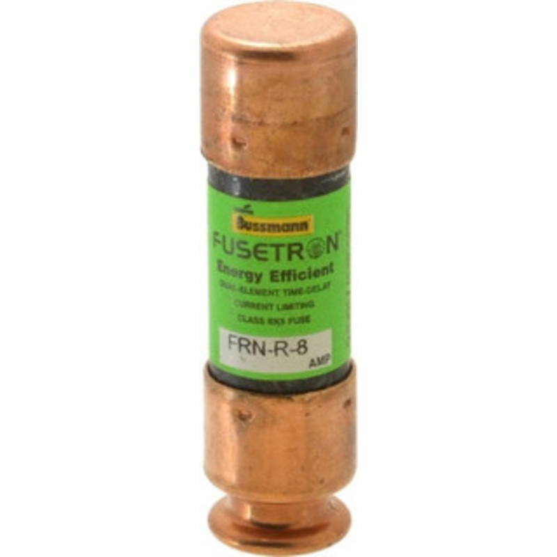 Bussmann 125 VDC, 250 VAC, 8 Amp, Time Delay General Purpose Fuse Fuse Holder Mount, 50.8mm OAL, 20 at DC, 200 (RMS) kA Rating, 9/16 Diam FRN-R-8 - 75908400