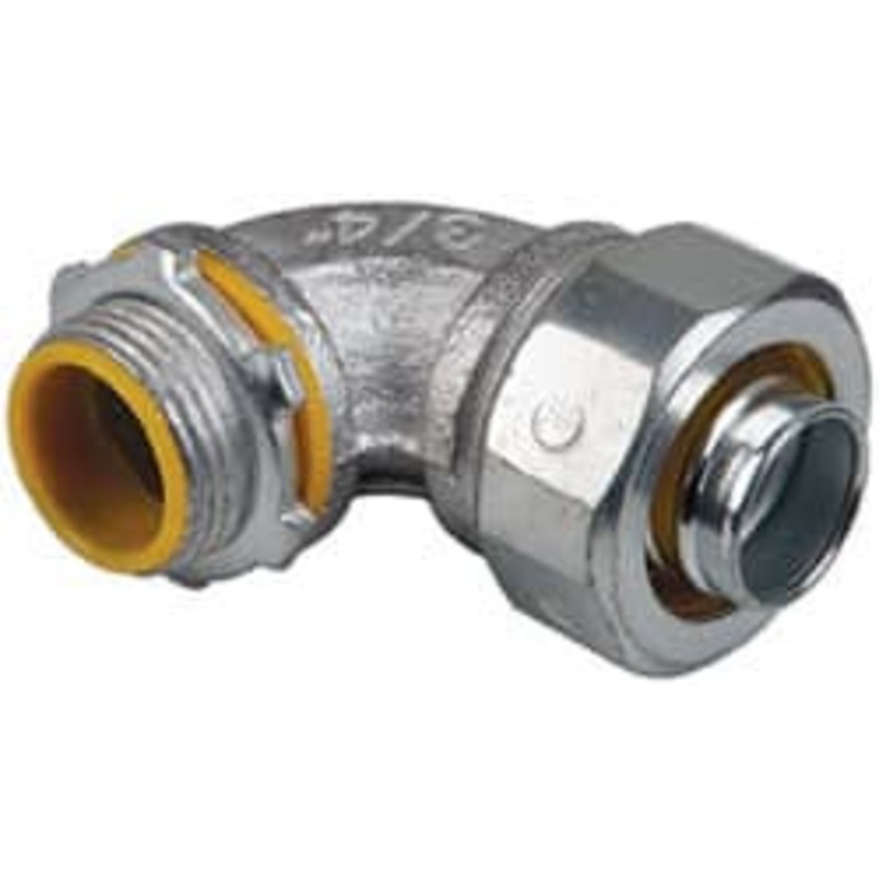 Crouse-Hinds 3/4 Trade Liquidtight Conduit Connector Malleable Iron, Insulated, Angled Connector, Threaded Connection LTB7590 - 04517819