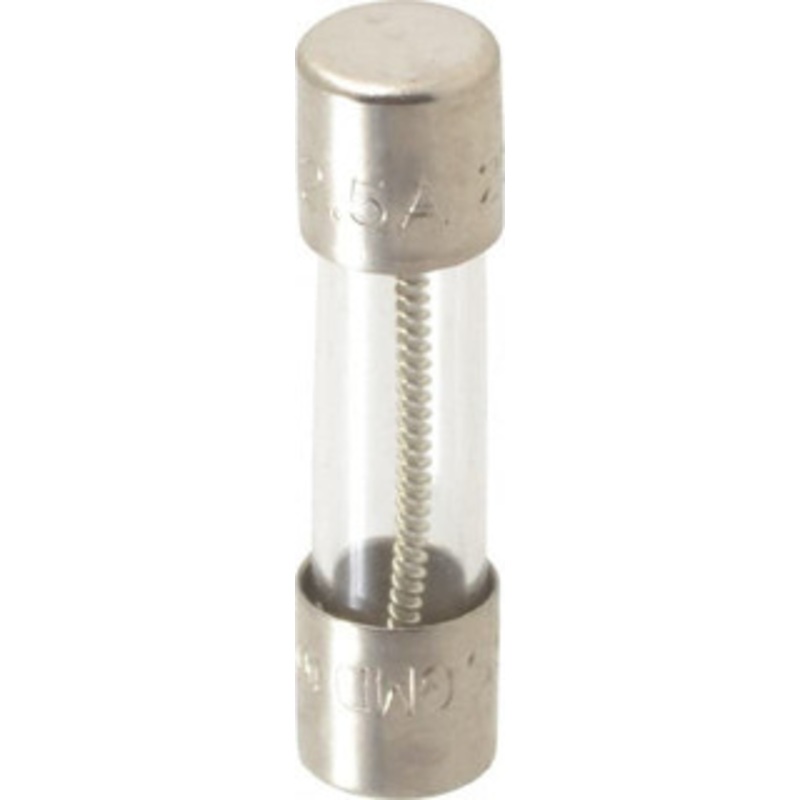 Bussmann 250 VAC, 32 VDC, 2.5 Amp, Time Delay Miniature Glass Fuse 20mm OAL, 10 at 125 V kA Rating, 5mm Diam GMD-2-5-R - 71924567