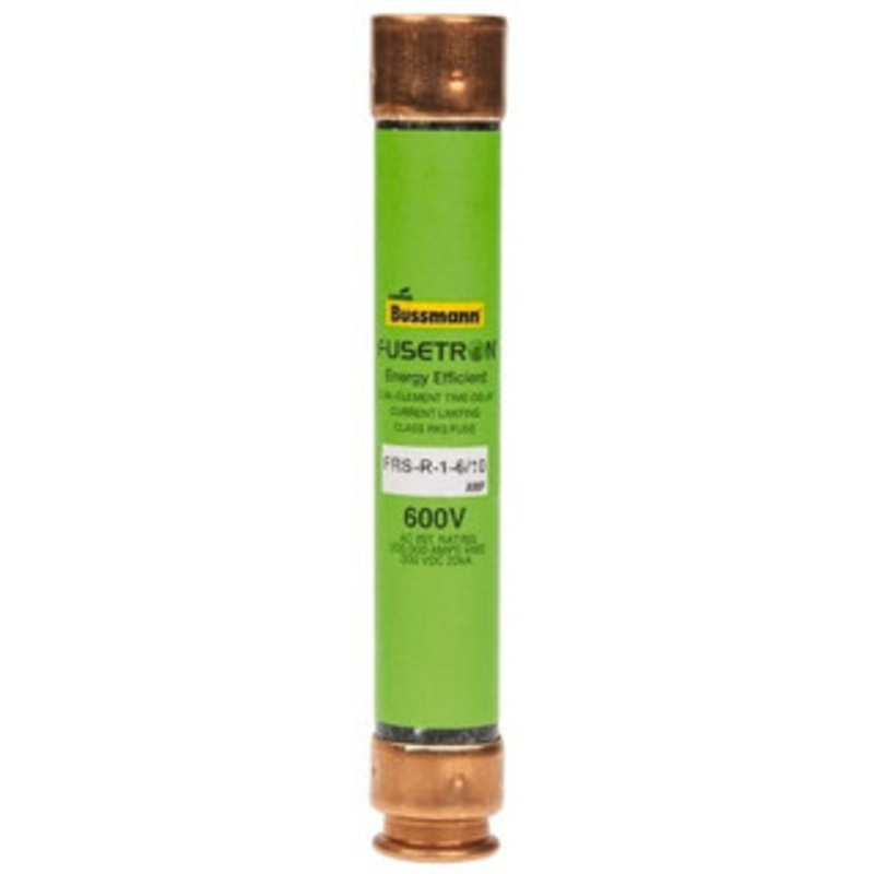 Bussmann 300 VDC, 600 VAC, 1.6 Amp, Time Delay General Purpose Fuse Fuse Holder Mount, 127mm OAL, 20 at DC, 200 (RMS) kA Rating, 13/16 Diam FRS-R-1-6/10 - 75908491