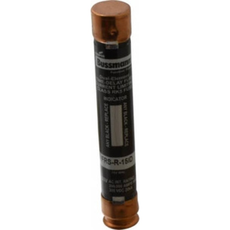 Bussmann 300 VDC, 600 VAC, 15 Amp, Time Delay General Purpose Fuse Fuse Holder Mount, 127mm OAL, 20 at DC, 200 (RMS) kA Rating, 20.6mm Diam FRS-R-15ID - 91700336